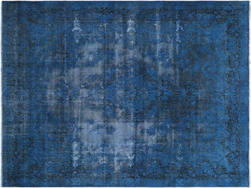 handmade Vintage Blue Black Hand Knotted RECTANGLE 100% WOOL area rug 10x13